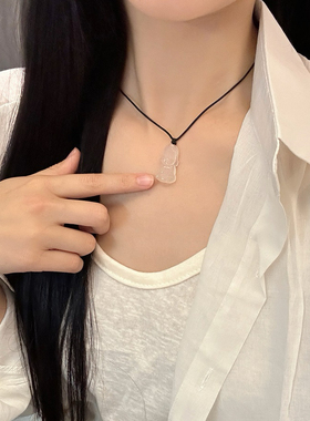 天然白玉髓大肚佛清新项链