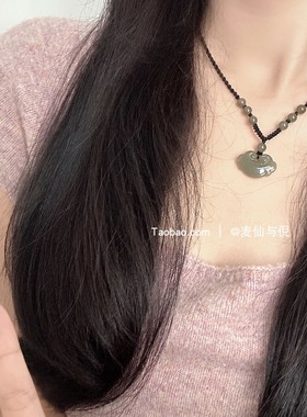 天然和田玉平安锁项链青海料如意锁骨链吊坠闺蜜中式简约颈饰礼物