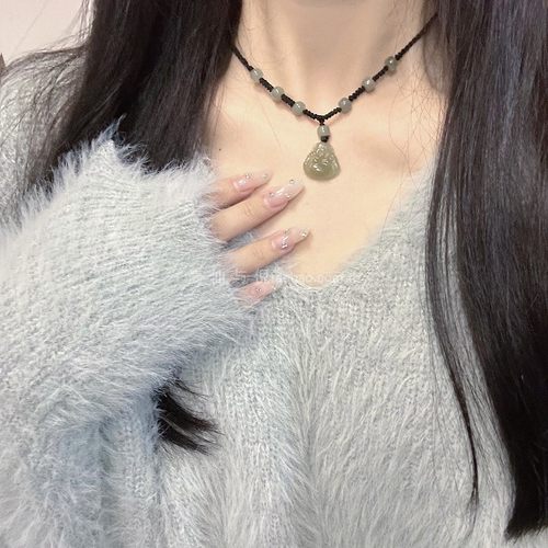 不掉色吊坠项链和田玉弥勒佛