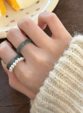 天然蓝水翡翠细条戒指指环素圈