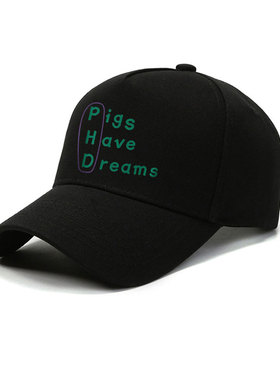 Phd我有博士学位 趣味搞笑英文字母棒球帽Pig Have Dreams帽子男
