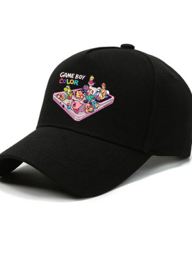 复古游戏机gameboy联名马里奥插画青少年春秋户外休闲遮阳帽子男