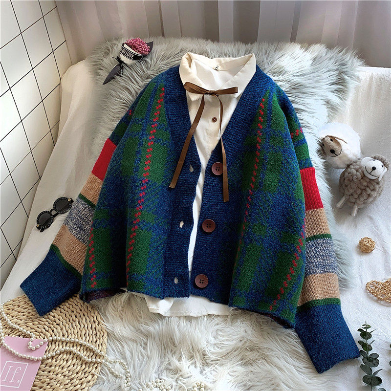 针织开衫女春秋宽松短款2020年新款秋装日系外穿小个子毛衣外套潮