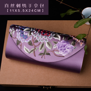 旗袍包包手工刺繡桑蠶絲繡花復古中國風手包旗袍包真絲女手拿包