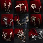 韩版 潮复古学院风海军风皇冠十字架翅膀合金胸针男女徽章胸章别针