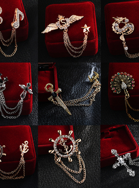 韩版潮复古学院风海军风皇冠十字架翅膀合金胸针男女徽章胸章别针