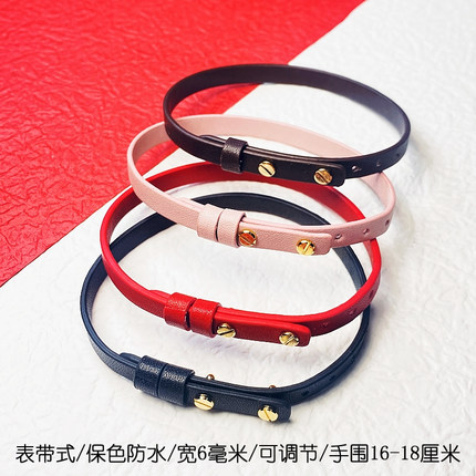 6毫红皮手绳百搭珠子吉祥表带红绳手链男女简约情侣手圈韩版时尚
