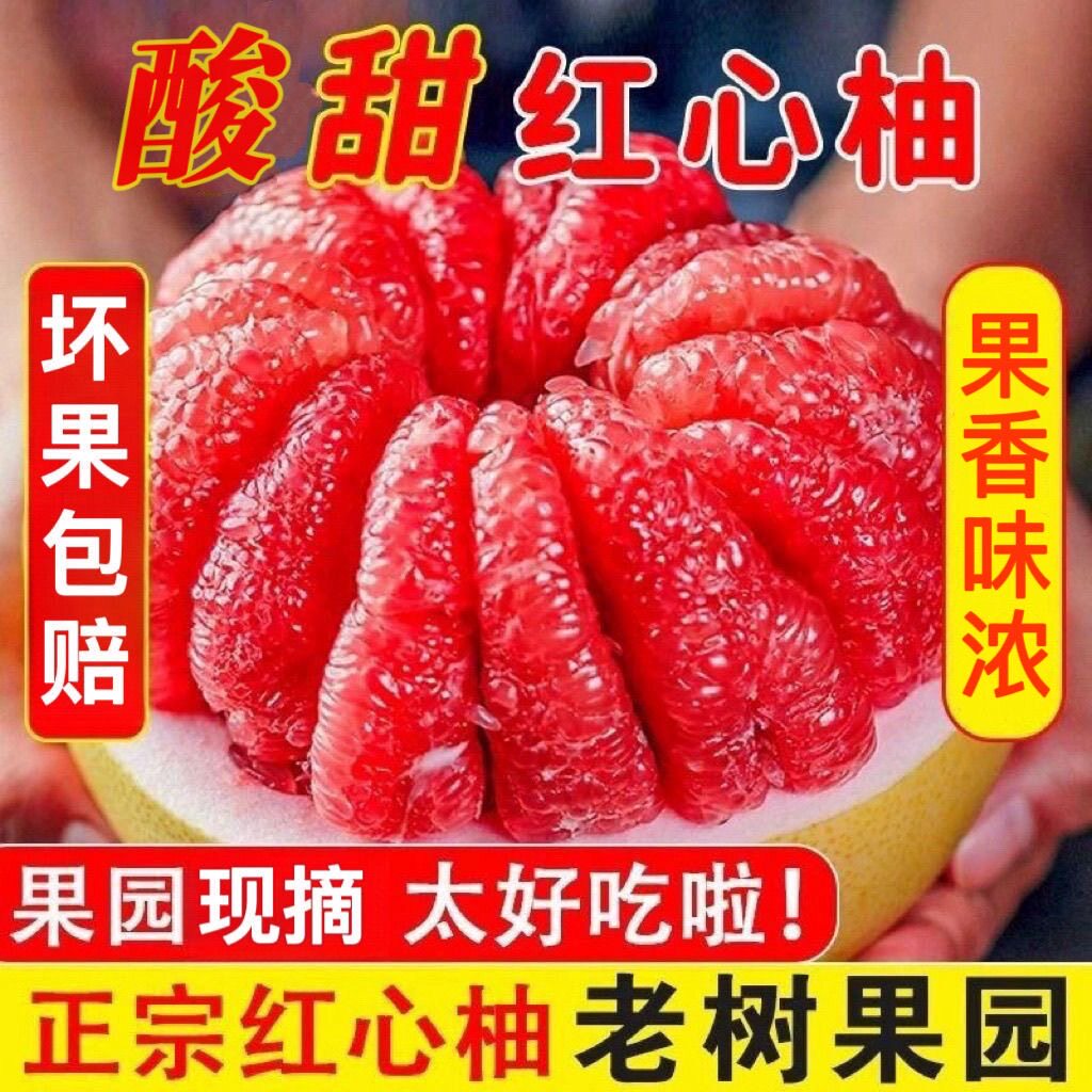 【精品红柚】正宗红心蜜柚子超甜应季孕妇新鲜水果红肉蜜柚薄皮10