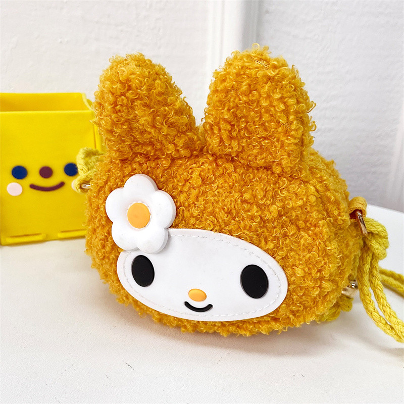 2026新款儿童毛绒斜挎包女童可爱卡通兔子手机零钱包宝宝迷你小包