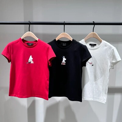【MOOM联名】正品2026夏新品弹力精梳棉烫钻印花T恤MBF2TEE026