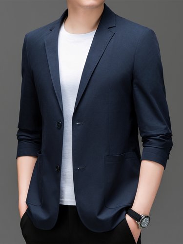 香港高端纯棉西服外套男士2025春秋新款商务休闲职业正装修身西装