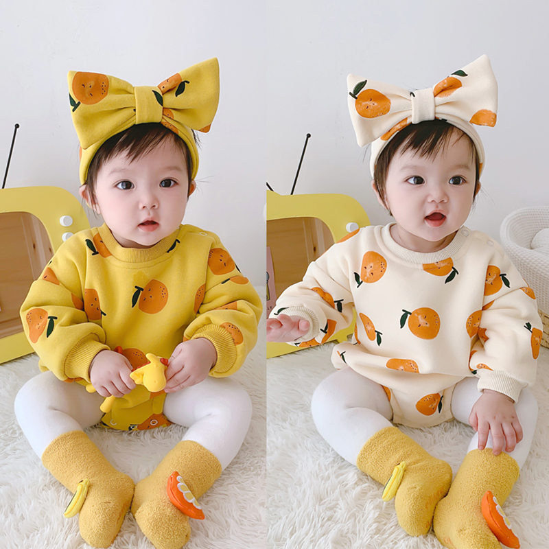 婴儿衣服春秋季套装韩版加绒外出包屁衣连体衣宝宝包屁哈衣爬爬服