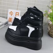 运动小白鞋 女高帮日常12cm休闲百搭超高休闲女鞋 休闲新款 厚底女鞋