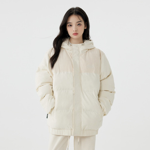 FKFT 栗上如约 雪花绒拼接灯芯绒保暖宽松休闲情侣连帽棉服外套男