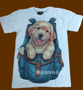 2023泰国潮牌夏装卡通背包狗白色T恤女短袖半袖纯情棉上衣打底衫