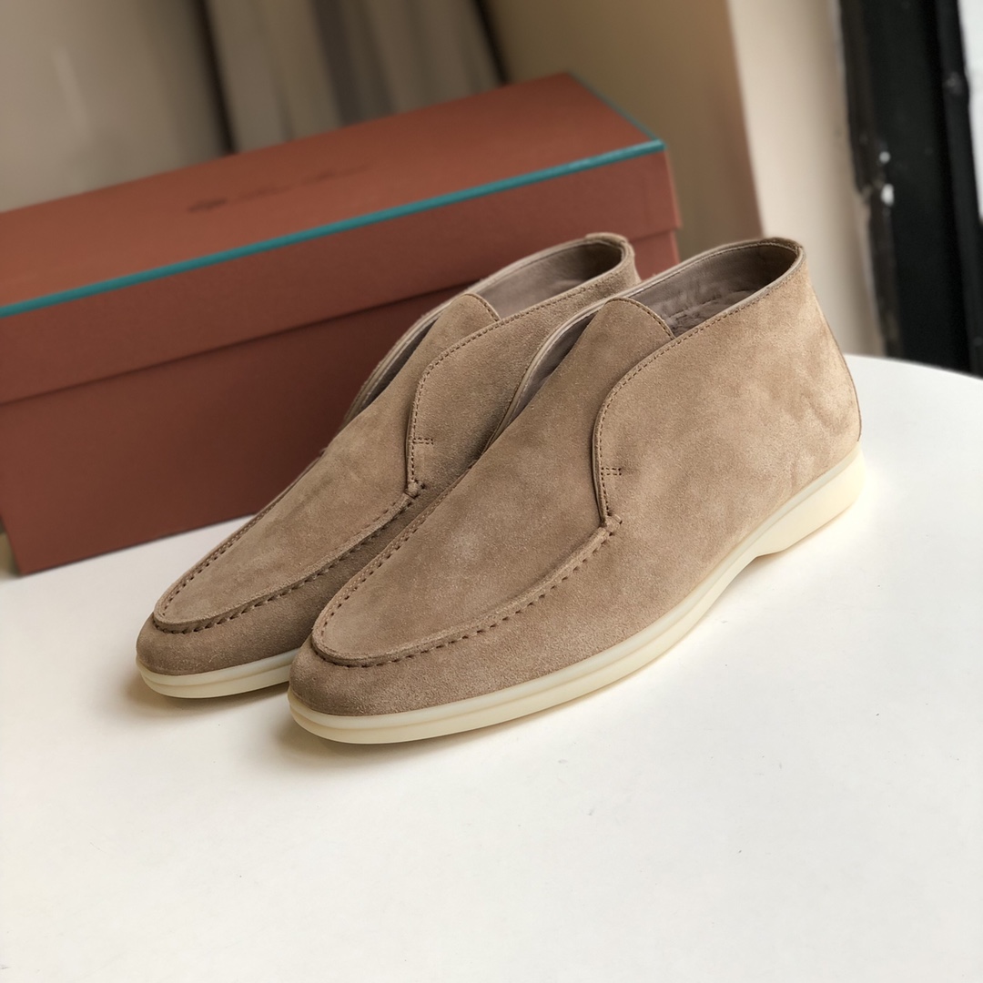 lp意大利男高帮冬季加绒进口羊毛原厂真皮英伦风一脚蹬保暖乐福鞋