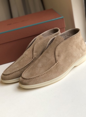 lp意大利男高帮冬季加绒进口海狸毛原厂真皮英伦风毛毛保暖乐福鞋