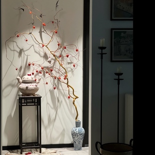 华灯初上一枝独秀 | 酸浆果龙柳室内秋冬氛围感水培轻奢落地花材