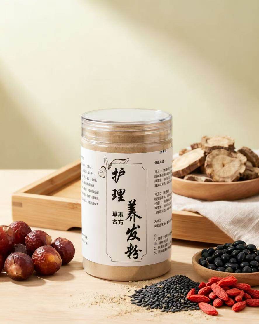 古法草本洗发粉 侧柏叶何首乌茶麸洗头粉 代客磨粉头皮清洁养护粉