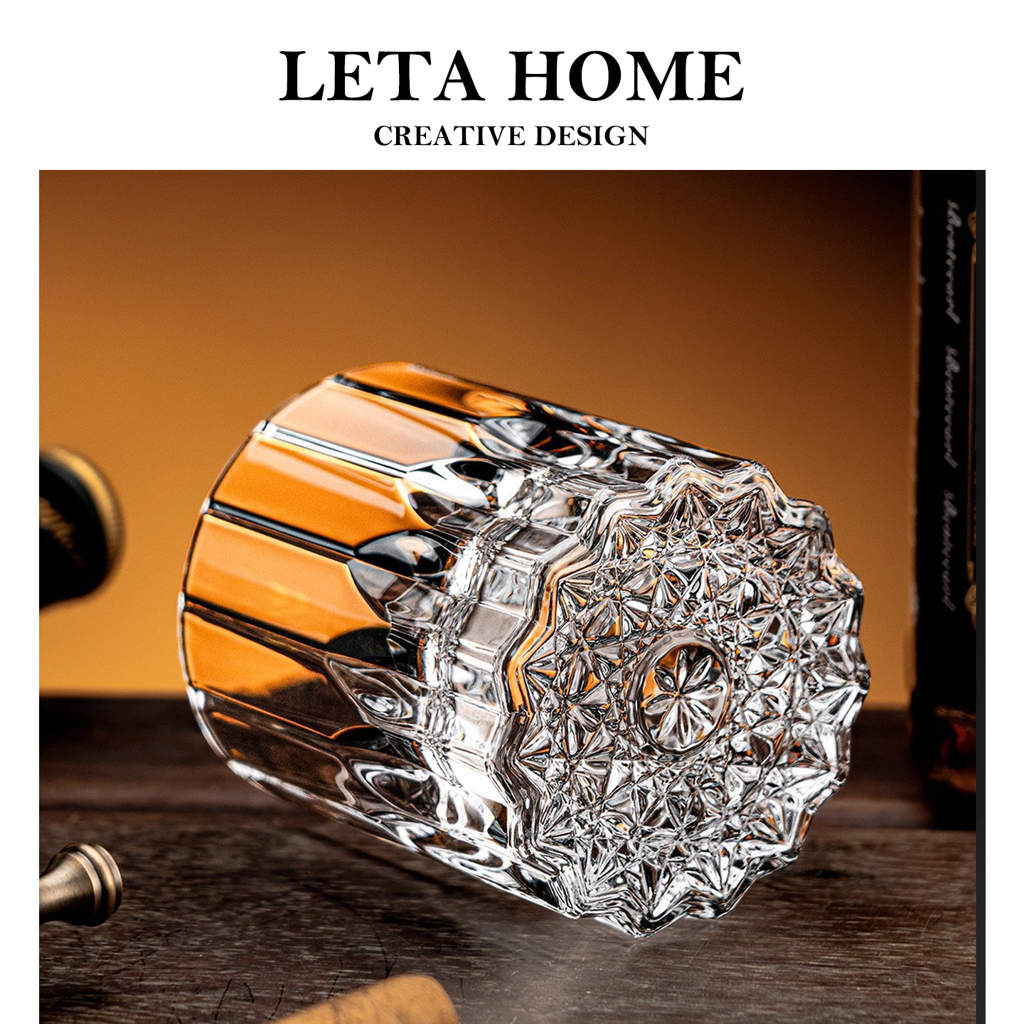 江户切子威士忌杯高级感轻奢星芒杯水晶玻璃杯个性高端洋酒杯套装