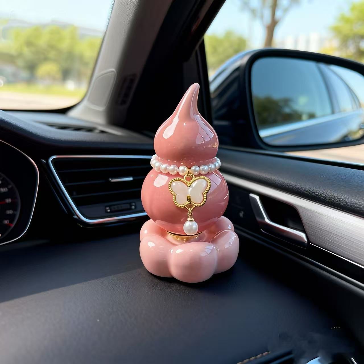 景德镇旋转小葫芦转转摆件汽车载可旋转可爱陶瓷创意茶宠桌面摆件