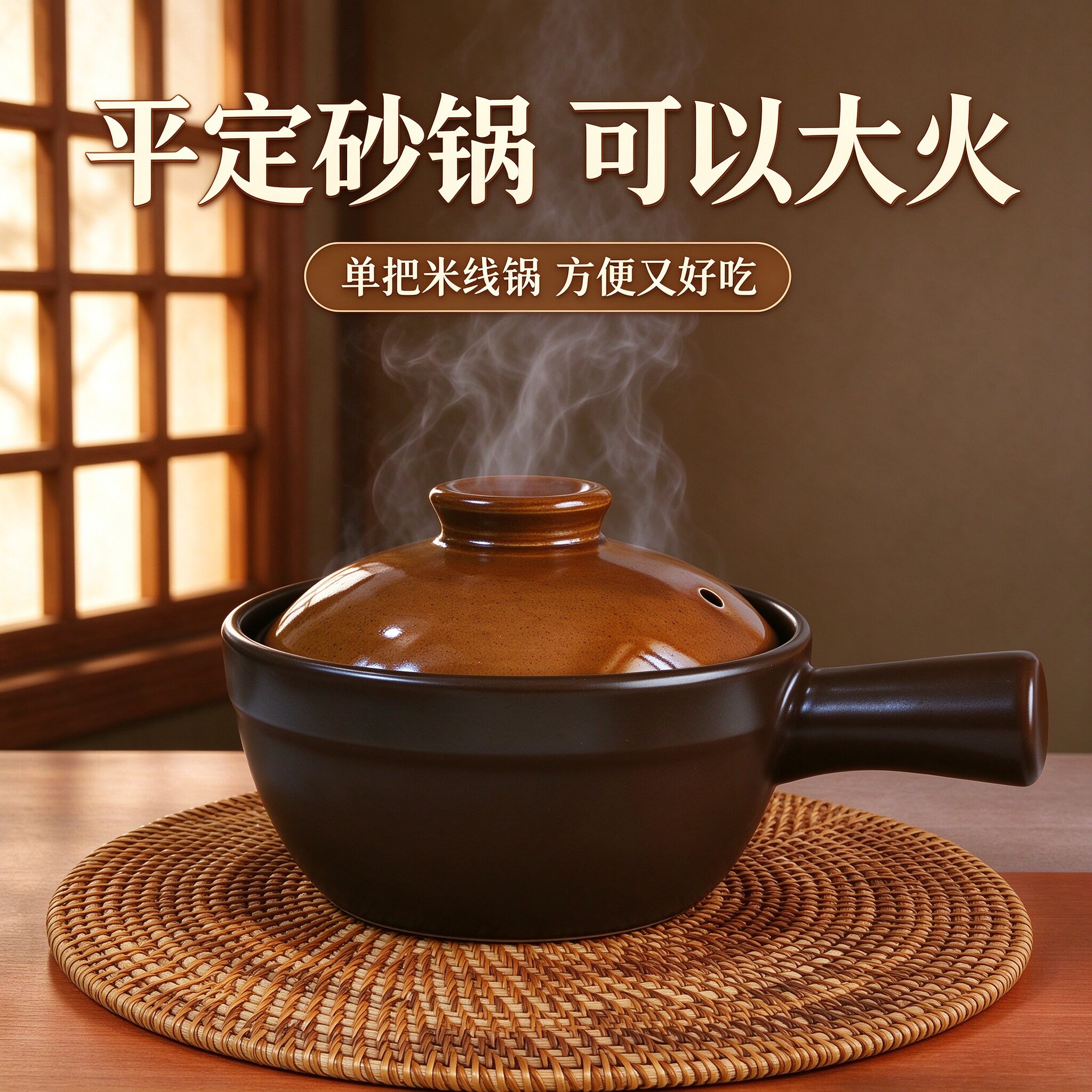 莹玉乌兰茶晶石平定砂锅单柄可干烧煮粥泡面高颜值单人砂锅