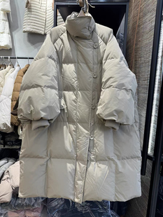 安迪亚诺冬季中长款羽绒服女白鸭绒轻奢文艺简约大气高级感款外套