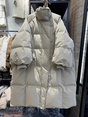 安迪亚诺冬季中长款羽绒服女白鸭绒轻奢文艺简约大气高级感款外套