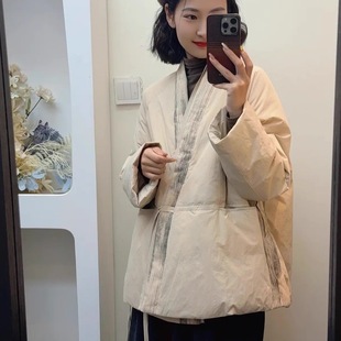 羽绒服 国风设计师亚麻拼接女士合服款 冬季 5100 赢利