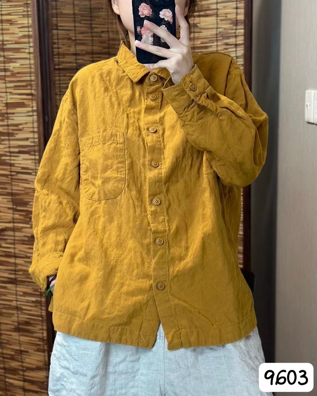 希哦高品质纯亚麻 长袖衬衫女士休闲百搭衬衣宽松显瘦外套