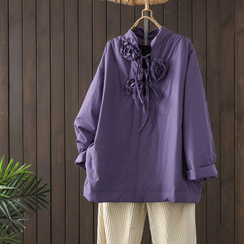 原创复古薄款卫衣式棉衣棉服女2025新款秋冬季宽松大码保暖不臃肿