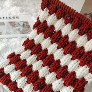 双色草莓泡泡围巾手工自制DIY材料包可爱少女感送闺蜜亲手编织