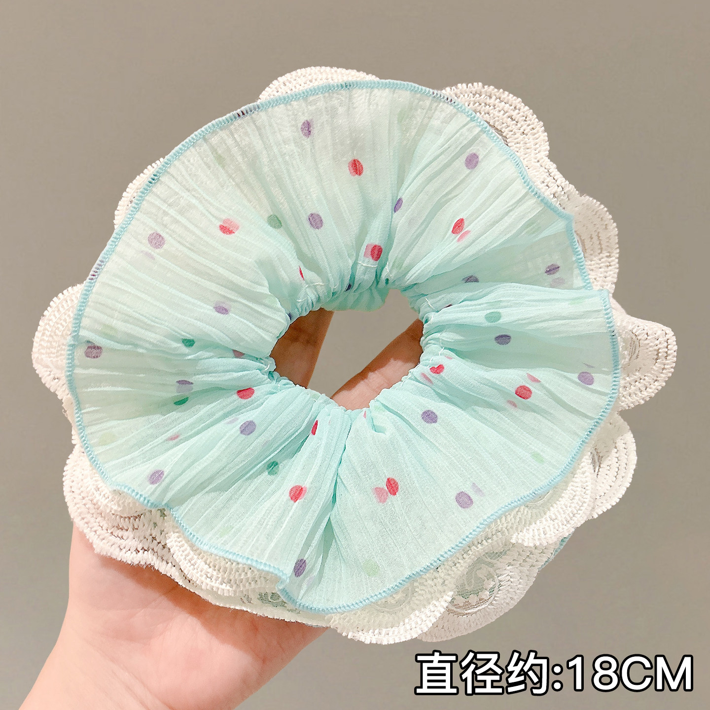 韩系蕾丝花边波点大肠发圈女扎头发皮筋发绳高级感丸子头头绳头饰
