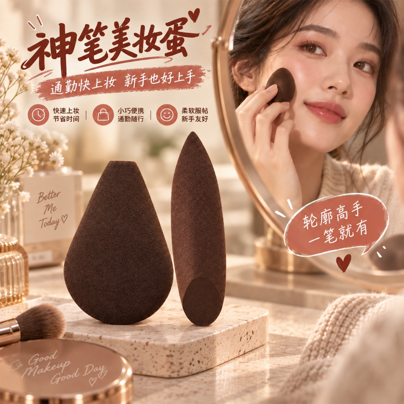 mini神笔拇指粉扑干湿两用细节美妆蛋化妆师专用遮瑕修容腮红新款