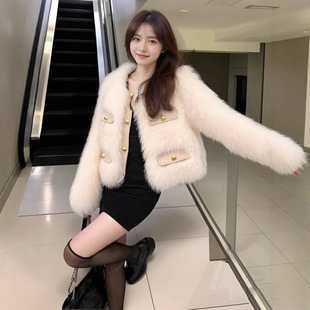 2025秋冬新款仿狐狸毛皮草外套女洋气小香风短款年轻毛毛加厚大衣