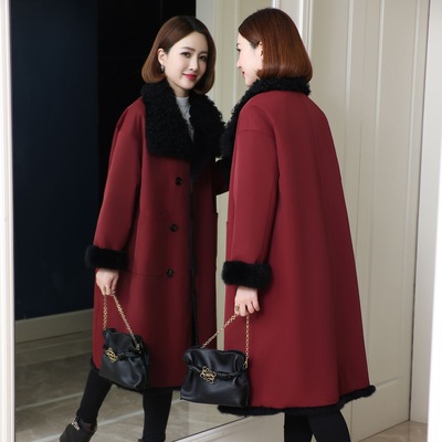 2025冬海宁新款兔皮毛一体内胆皮草大衣女长款过膝派克服外套大码