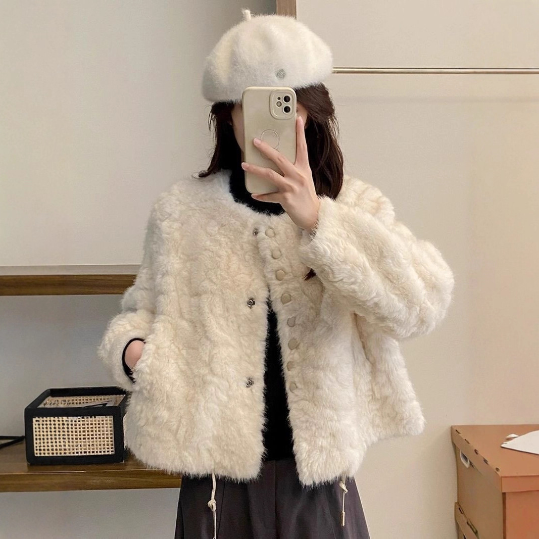 羊羔毛短外套女小个子2025秋冬新款高级感时尚洋气小香风皮草上衣