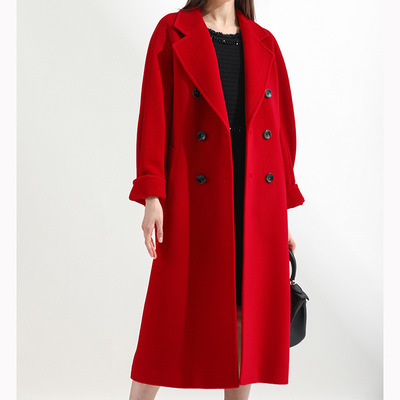 Trench Coat Women Long Jacket Winter Overcoat Outwear Black