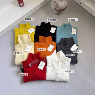 egg popular韩系两穿排扣毛衣温柔高领洋气减龄慵懒风秋冬针织衫