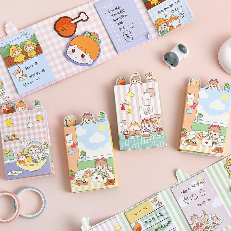 卡通栗子君肥宅网红6折可爱折叠便利贴便签贴记事本备忘录留言贴