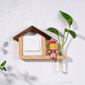 木直创意原木装 饰开关套现代简约开关贴墙贴家用保护套免粘插座贴