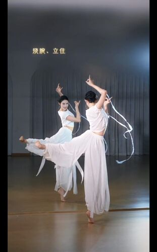 韩婳同款白色瑜伽裤女高腰气质舞韵舞蹈裤宽松飘带雪纺裤