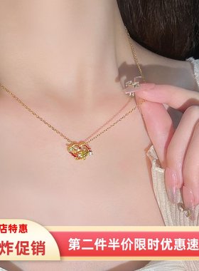 本命年新年锦鲤祥云平安锁项链女气质轻奢百搭骨链配饰