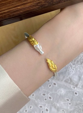 骏马手镯描金釉镯子2026新款生肖属马年本命年礼物