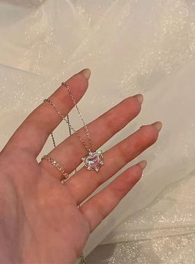 海洋之心粉钻爱心项链女轻奢小众设计感新款爆甜美吊坠锁骨链