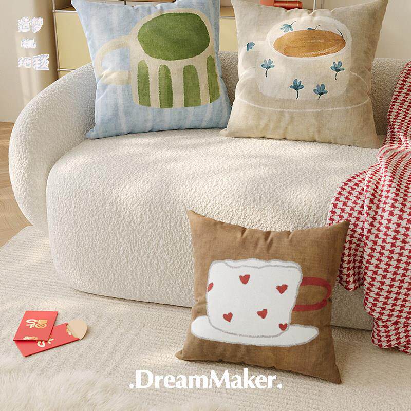 新疆包邮复古咖啡抱枕卧室床头枕办公室椅靠单只枕套罩可拆卸客厅