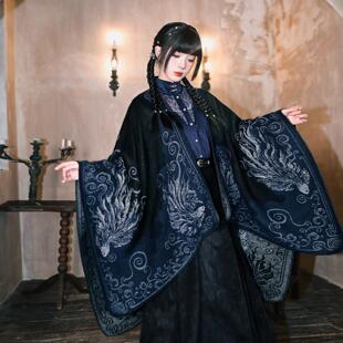 新疆包邮古怪舍「浮光鳍梦」国风提花设计感大披肩斗篷复古显瘦保