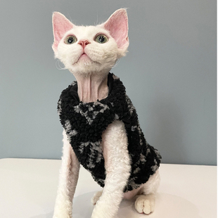 矮脚无毛猫衣服斯芬克斯猫德文衣服纯棉加绒加厚马甲潮牌秋冬款