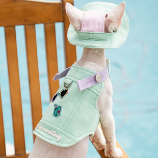 夏威夷风胸背带牵引绳任发财纯棉无毛猫衣服德文衣服斯芬克斯猫