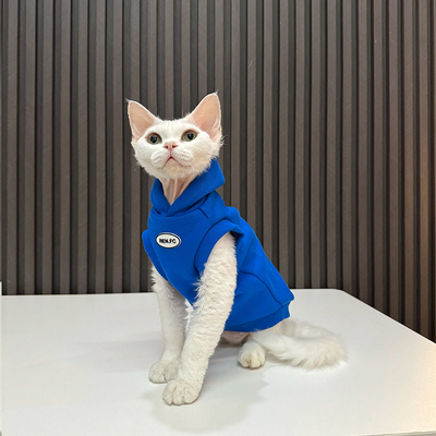 克莱因蓝背心连帽衫加绒版